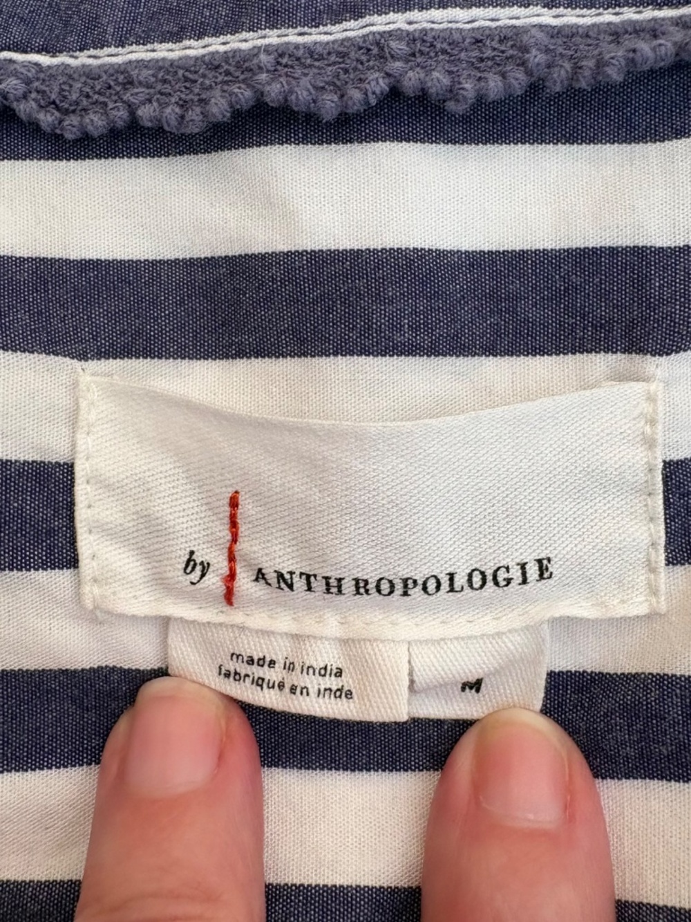 by Anthropologie Darcey Popover Striped Swing Top 100% Cotton Striped Top Size M - Picture 5 of 7